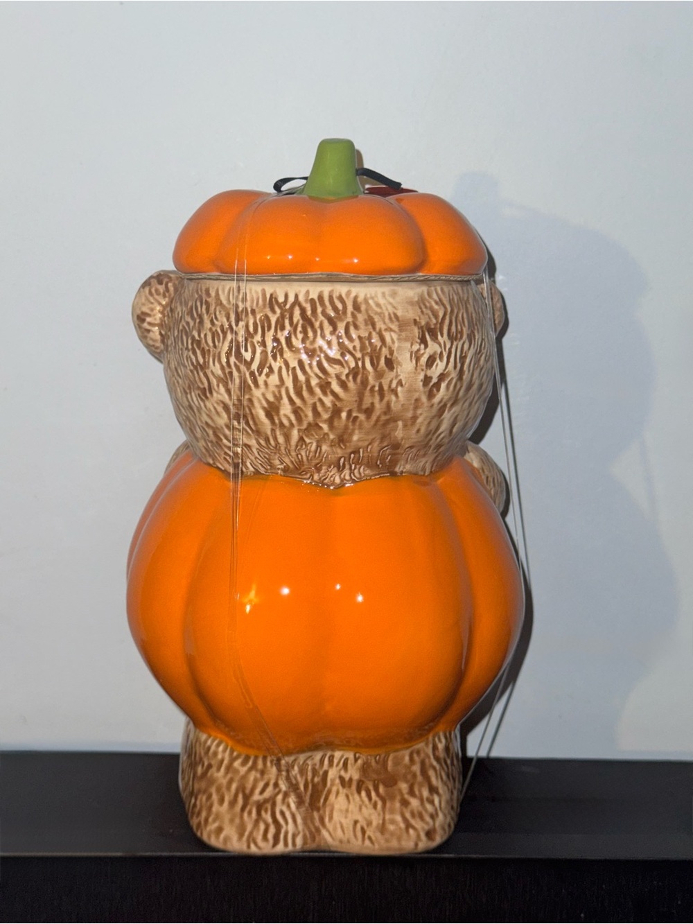 Creepy critters Brown Bear Pumpkin Cookie Jar - Orange Halloween Bear ceramic - Picture 7 of 10